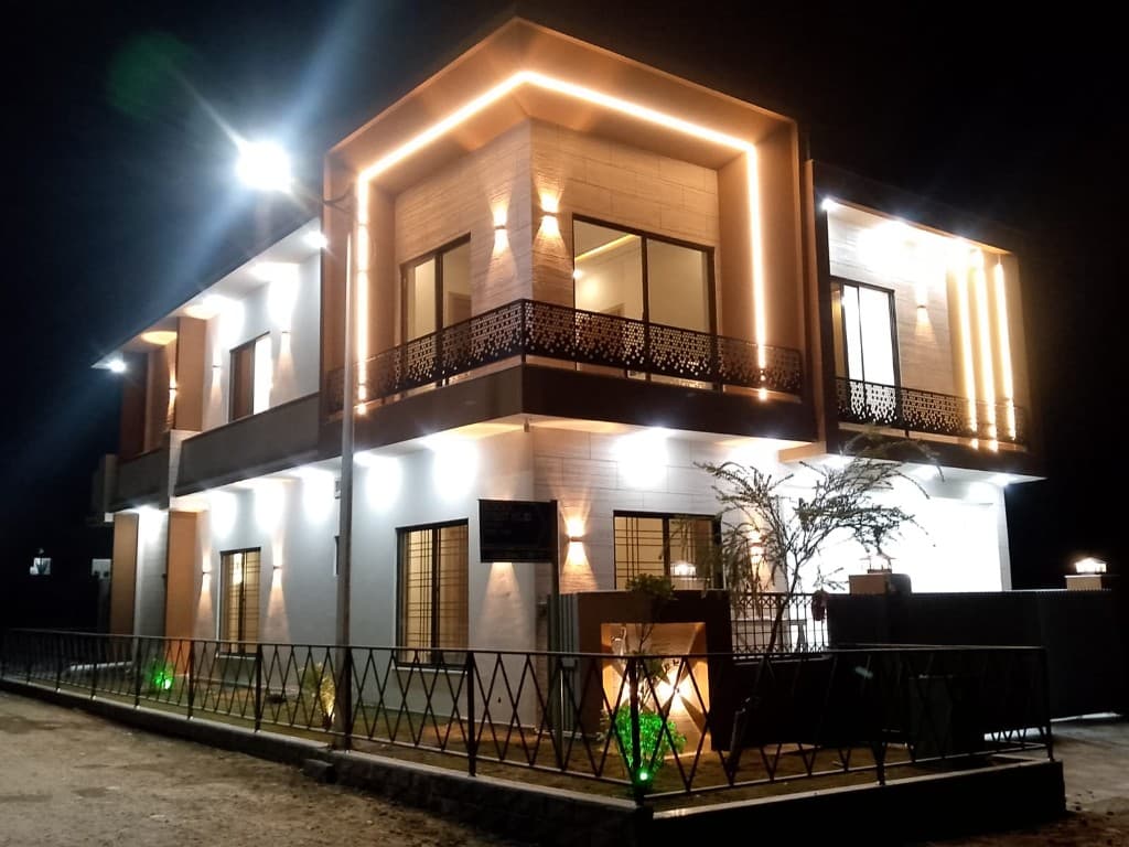 Memon Builders luxury residence at night